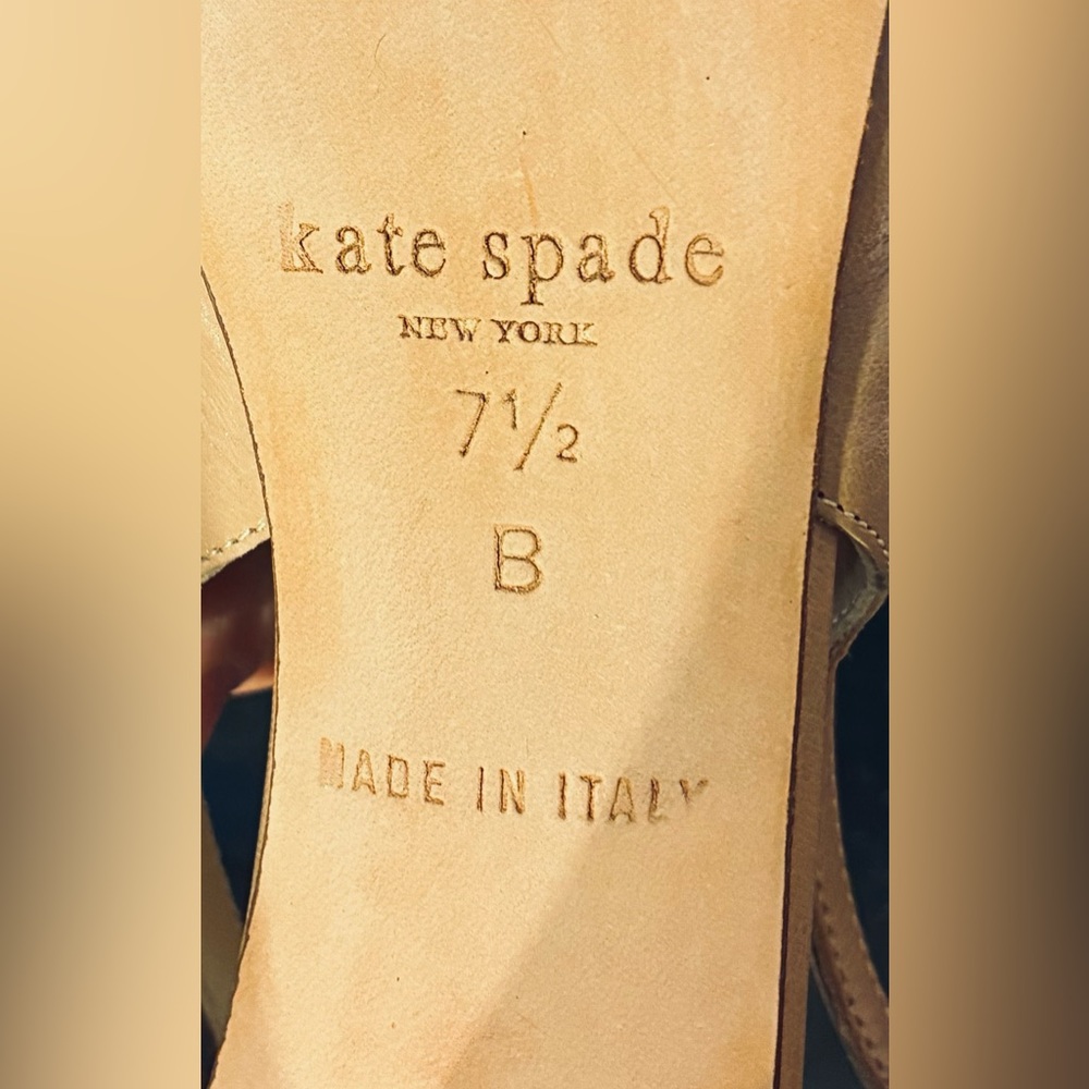 Kate Spade New York Billow Leather Slingback Heels Tan SZ. 7.5 Made In Italy - Picture 14 of 14